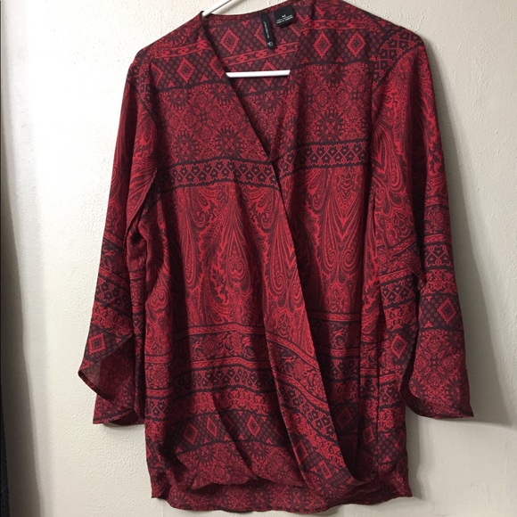 new directions Tops - Red and Black Dressy Top